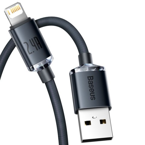 Kabel przewód do szybkiego ładowania i transferu danych USB Iphone Lightning 2.4A 2m czarny Kabel przewód do szybkiego ładowania i transferu danych USB Iphone Lightning 2.4A 2m czarny