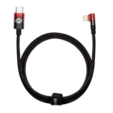 Kątowy kabel przewód Power Delivery z bocznym wtykiem USB-C Iphone Lightning 1m 20W czerwony Kątowy kabel przewód Power Delivery z bocznym wtykiem USB-C Iphone Lightning 1m 20W czerwony