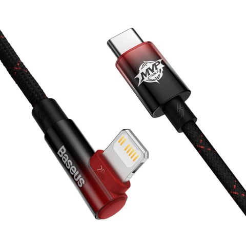 Kątowy kabel przewód Power Delivery z bocznym wtykiem USB-C Iphone Lightning 1m 20W czerwony Kątowy kabel przewód Power Delivery z bocznym wtykiem USB-C Iphone Lightning 1m 20W czerwony