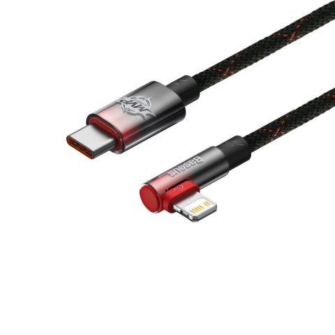 Kątowy kabel przewód Power Delivery z bocznym wtykiem USB-C Iphone Lightning 1m 20W czerwony Kątowy kabel przewód Power Delivery z bocznym wtykiem USB-C Iphone Lightning 1m 20W czerwony