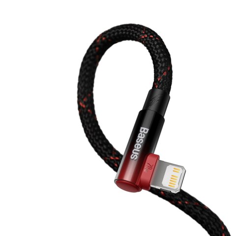 Kątowy kabel przewód Power Delivery z bocznym wtykiem USB-C Iphone Lightning 1m 20W czerwony Kątowy kabel przewód Power Delivery z bocznym wtykiem USB-C Iphone Lightning 1m 20W czerwony