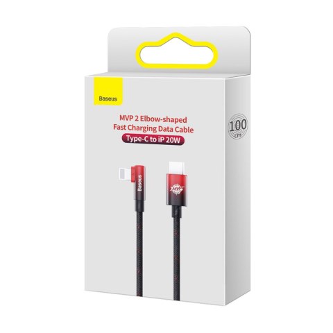 Kątowy kabel przewód Power Delivery z bocznym wtykiem USB-C Iphone Lightning 1m 20W czerwony Kątowy kabel przewód Power Delivery z bocznym wtykiem USB-C Iphone Lightning 1m 20W czerwony