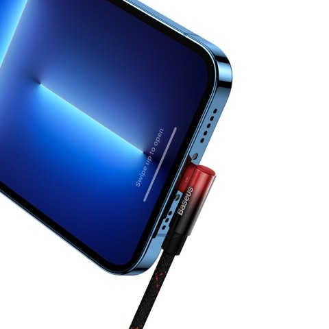 Kątowy kabel przewód Power Delivery z bocznym wtykiem USB-C Iphone Lightning 1m 20W czerwony Kątowy kabel przewód Power Delivery z bocznym wtykiem USB-C Iphone Lightning 1m 20W czerwony