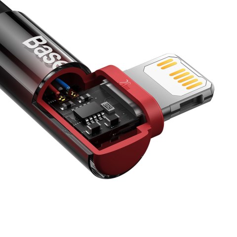Kątowy kabel przewód Power Delivery z bocznym wtykiem USB-C Iphone Lightning 1m 20W czerwony Kątowy kabel przewód Power Delivery z bocznym wtykiem USB-C Iphone Lightning 1m 20W czerwony
