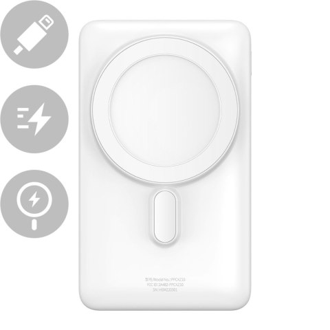 Powerbank z bezprzewodowym ładowaniem MagSafe 10000mAh 20W kabel USB-C 0.5m biały Powerbank z bezprzewodowym ładowaniem MagSafe 10000mAh 20W kabel USB-C 0.5m biały