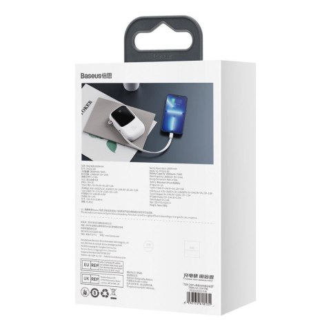 Powerbank z szybkim ładowaniem 20000mAh 20W QC-PD-SCP-FCP kabel Iphone Lightning biały Powerbank z szybkim ładowaniem 20000mAh 20W QC-PD-SCP-FCP kabel Iphone Lightning biały