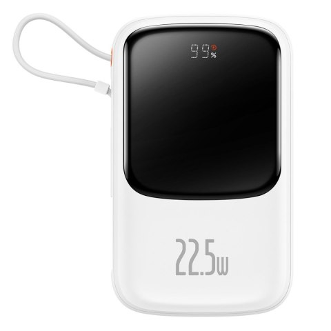 Qpow powerbank 10000mAh wbudowany kabel USB Typu C 22.5W Quick Charge biały Qpow powerbank 10000mAh wbudowany kabel USB Typu C 22.5W Quick Charge biały