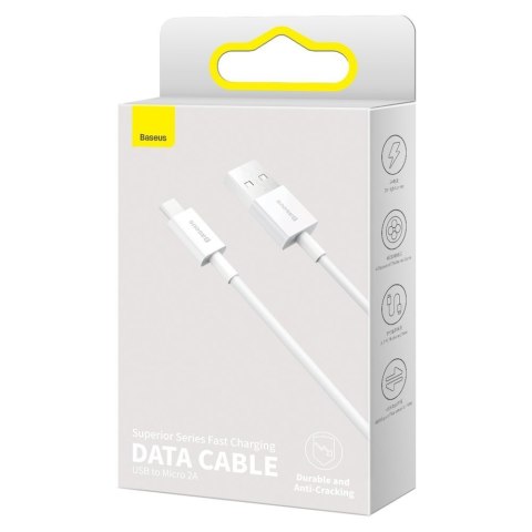 Superior kabel przewód USB microUSB do szybkiego ładowania 2A 1m biały Superior kabel przewód USB microUSB do szybkiego ładowania 2A 1m biały