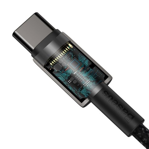 Kabel przewód USB-C - USB-C szybkie ładowanie 100W 2m - cały czarny Kabel przewód USB-C - USB-C szybkie ładowanie 100W 2m - cały czarny