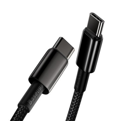 Kabel przewód USB-C - USB-C szybkie ładowanie 100W 2m - cały czarny Kabel przewód USB-C - USB-C szybkie ładowanie 100W 2m - cały czarny