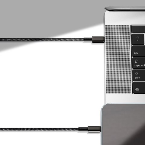 Kabel przewód USB-C - USB-C szybkie ładowanie 100W 2m - cały czarny Kabel przewód USB-C - USB-C szybkie ładowanie 100W 2m - cały czarny