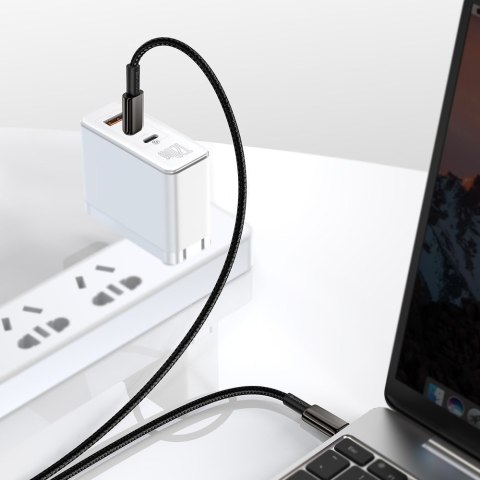Kabel przewód USB-C - USB-C szybkie ładowanie 100W 2m - cały czarny Kabel przewód USB-C - USB-C szybkie ładowanie 100W 2m - cały czarny