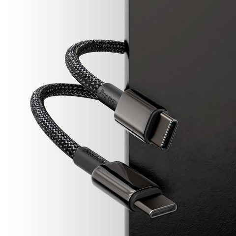 Kabel przewód USB-C - USB-C szybkie ładowanie 100W 2m - cały czarny Kabel przewód USB-C - USB-C szybkie ładowanie 100W 2m - cały czarny