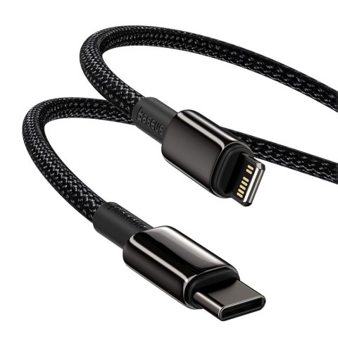 Kabel przewód do iPhone USB-C - Lightning szybkie ładowanie 20W 2m - cały czarny Kabel przewód do iPhone USB-C - Lightning szybkie ładowanie 20W 2m - cały czarny
