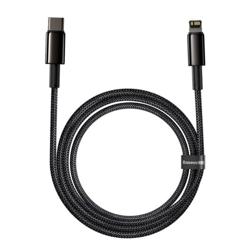 Kabel przewód do iPhone USB-C - Lightning szybkie ładowanie 20W 2m - cały czarny Kabel przewód do iPhone USB-C - Lightning szybkie ładowanie 20W 2m - cały czarny