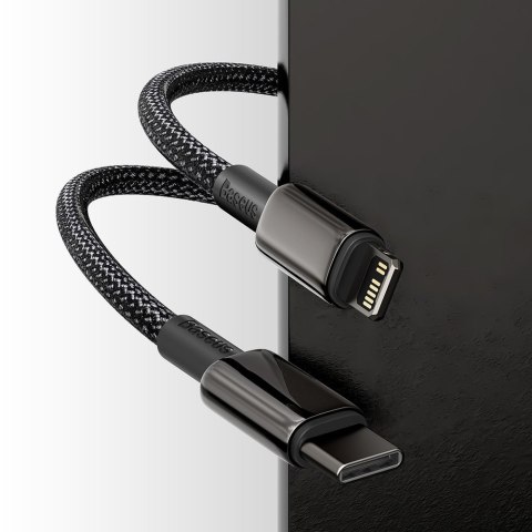 Kabel przewód do iPhone USB-C - Lightning szybkie ładowanie 20W 2m - cały czarny Kabel przewód do iPhone USB-C - Lightning szybkie ładowanie 20W 2m - cały czarny
