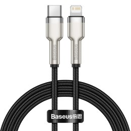 Przewód kabel iPhone USB-C - Lightning Cafule Metal Data Power Delivery 20W 1m - czarny