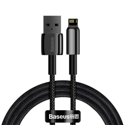 Przewód kabel w oplocie do iPhone USB - Lightning 1m - cały czarny Przewód kabel w oplocie do iPhone USB - Lightning 1m - cały czarny