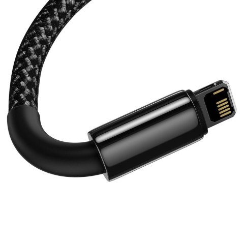 Przewód kabel w oplocie do iPhone USB - Lightning 1m - cały czarny Przewód kabel w oplocie do iPhone USB - Lightning 1m - cały czarny