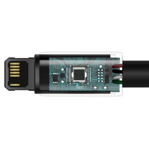 Przewód kabel w oplocie do iPhone USB - Lightning 1m - cały czarny Przewód kabel w oplocie do iPhone USB - Lightning 1m - cały czarny