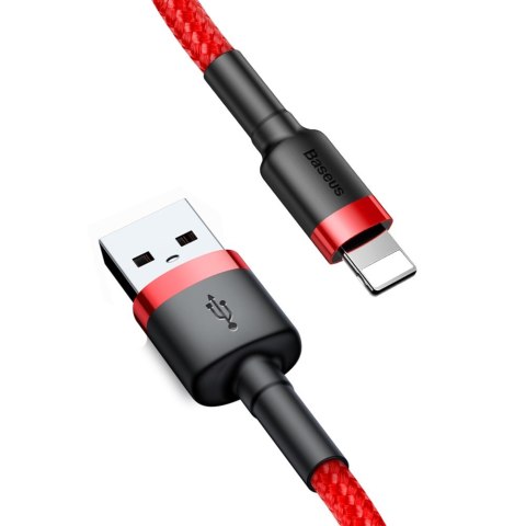 Wytrzymały nylonowy kabel przewód USB - iPhone Lightning QC3 3m - czerwony Wytrzymały nylonowy kabel przewód USB - iPhone Lightning QC3 3m - czerwony