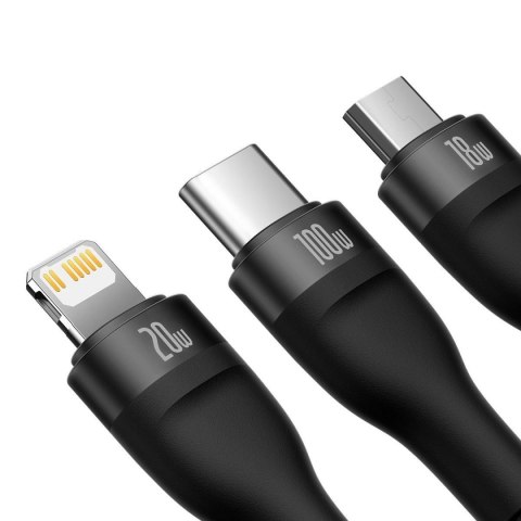 Kabel przewód 4w1 USB+USB-C do USB-C / iPhone Lightning / micro USB 1.2m - czarny Kabel przewód 4w1 USB+USB-C do USB-C / iPhone Lightning / micro USB 1.2m - czarny