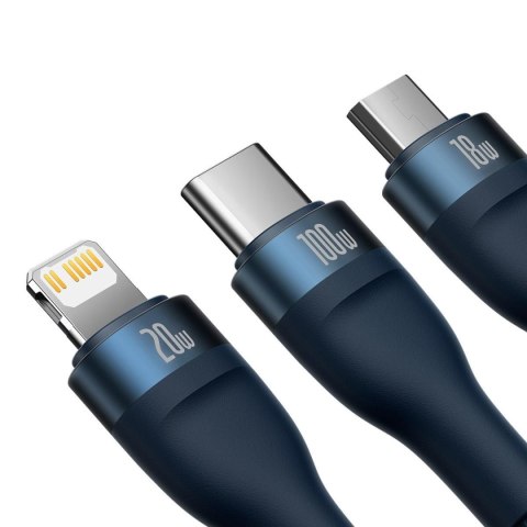 Kabel przewód 4w1 USB+USB-C do USB-C / iPhone Lightning / micro USB 1.2m - niebieski Kabel przewód 4w1 USB+USB-C do USB-C / iPhone Lightning / micro USB 1.2m - niebieski