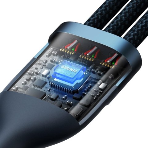 Kabel przewód 4w1 USB+USB-C do USB-C / iPhone Lightning / micro USB 1.2m - niebieski Kabel przewód 4w1 USB+USB-C do USB-C / iPhone Lightning / micro USB 1.2m - niebieski
