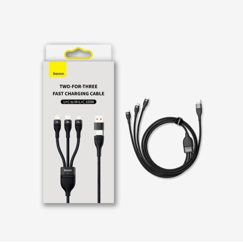 Kabel przewód 4w1 USB+USB-C do USB-C / iPhone Lightning / micro USB 1.2m - niebieski Kabel przewód 4w1 USB+USB-C do USB-C / iPhone Lightning / micro USB 1.2m - niebieski