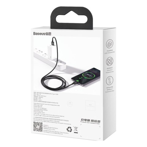 Kabel przewód Superior do Huawei USB - USB-C 11V / 6A SuperCharge 1m - czarny Kabel przewód Superior do Huawei USB - USB-C 11V / 6A SuperCharge 1m - czarny