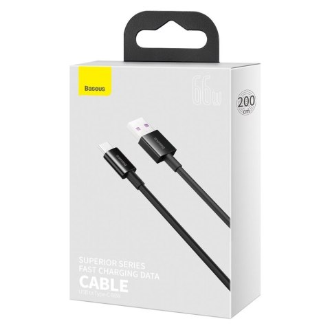 Kabel przewód Superior do Huawei USB - USB-C 11V / 6A SuperCharge 2m - czarny Kabel przewód Superior do Huawei USB - USB-C 11V / 6A SuperCharge 2m - czarny