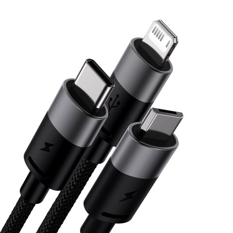 Kabel przewód do telefonu StarSpeed 3w1 USB - micro USB / iPhone Lightning / USB-C 1.2m - czarny Kabel przewód do telefonu StarSpeed 3w1 USB - micro USB / iPhone Lightning / USB-C 1.2m - czarny
