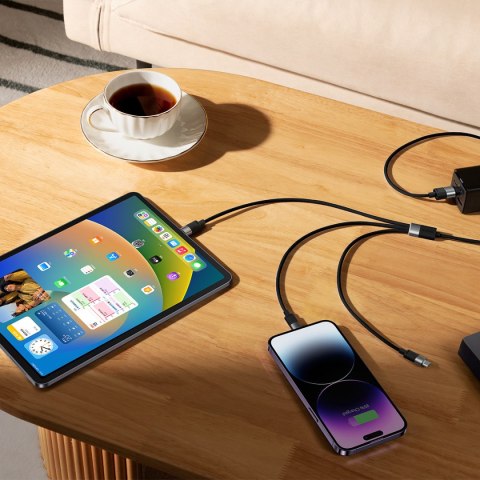 Kabel przewód do telefonu StarSpeed 3w1 USB - micro USB / iPhone Lightning / USB-C 1.2m - czarny Kabel przewód do telefonu StarSpeed 3w1 USB - micro USB / iPhone Lightning / USB-C 1.2m - czarny