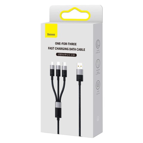 Kabel przewód do telefonu StarSpeed 3w1 USB - micro USB / iPhone Lightning / USB-C 1.2m - czarny Kabel przewód do telefonu StarSpeed 3w1 USB - micro USB / iPhone Lightning / USB-C 1.2m - czarny