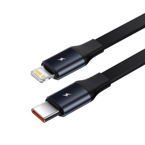 Ładowarka samochodowa 2w1 USB-C + iPhone Lightning zwijany przewód 75cm 30W - czarny Ładowarka samochodowa 2w1 USB-C + iPhone Lightning zwijany przewód 75cm 30W - czarny
