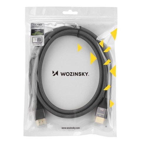 Mocny wytrzymały kabel HDMI 2.1 8K / 4K / 2K w oplocie 2m - srebrny Mocny wytrzymały kabel HDMI 2.1 8K / 4K / 2K w oplocie 2m - srebrny