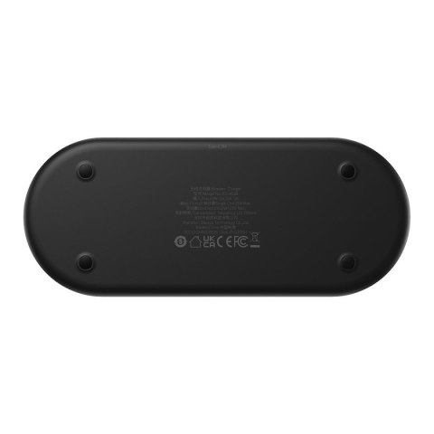Podwójna ładowarka bezprzewodowa QI z wyświetlaczem USB-C 20W - czarny Podwójna ładowarka bezprzewodowa QI z wyświetlaczem USB-C 20W - czarny