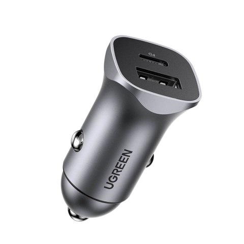 Szybka ładowarka samochodowa USB-A i USB-C 30W PD PPS - szara Szybka ładowarka samochodowa USB-A i USB-C 30W PD PPS - szara