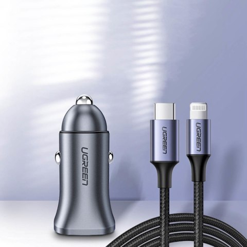 Szybka ładowarka samochodowa USB-A i USB-C 30W PD PPS - szara Szybka ładowarka samochodowa USB-A i USB-C 30W PD PPS - szara