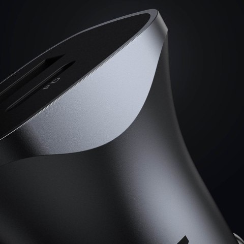 Szybka ładowarka samochodowa USB-A i USB-C 30W PD PPS - szara Szybka ładowarka samochodowa USB-A i USB-C 30W PD PPS - szara