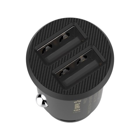 Mini ładowarka samochodowa do telefonu 2x USB Grain Car Charger czarny Mini ładowarka samochodowa do telefonu 2x USB Grain Car Charger czarny