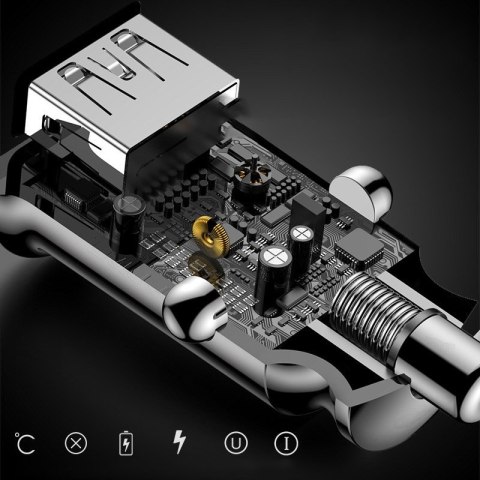 Mini ładowarka samochodowa do telefonu 2x USB Grain Car Charger czarny Mini ładowarka samochodowa do telefonu 2x USB Grain Car Charger czarny