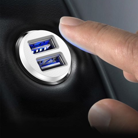 Mini ładowarka samochodowa do telefonu 2x USB Grain Car Charger czarny Mini ładowarka samochodowa do telefonu 2x USB Grain Car Charger czarny