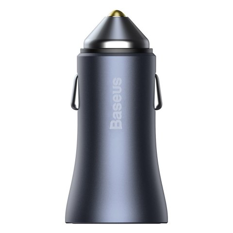 Szybka ładowarka samochodowa 40W PD QC USB-C / USB + kabel USB-C szary Szybka ładowarka samochodowa 40W PD QC USB-C / USB + kabel USB-C szary