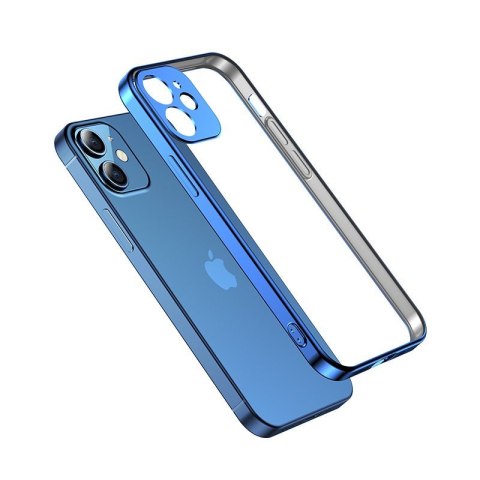 Ultra cienkie przezroczyste etui z metaliczną ramką do iPhone 12 Pro Max ciemno-niebieski Ultra cienkie przezroczyste etui z metaliczną ramką do iPhone 12 Pro Max ciemno-niebieski
