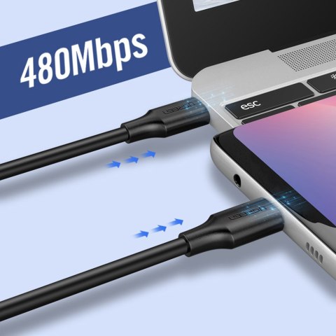 Kabel przewód USB Typ C do ładowania i transferu danych 3A 1m czarny Kabel przewód USB Typ C do ładowania i transferu danych 3A 1m czarny