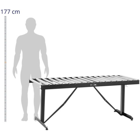 Podajnik rolkowy z regulacją wysokości do 200kg 17 rolek 540x35mm 178cm Podajnik rolkowy z regulacją wysokości do 200kg 17 rolek 540x35mm 178cm