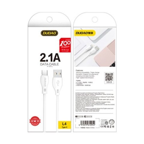 Przewód kabel USB - USB-C 2.1A 1m biały Przewód kabel USB - USB-C 2.1A 1m biały