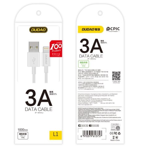 Przewód kabel do iPhone USB - Lightning 3A 1m biały Przewód kabel do iPhone USB - Lightning 3A 1m biały