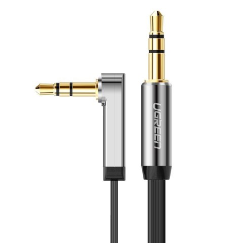 Kabel przewód płaski kątowy audio AUX 3.5mm minijack 0.5m czarny Kabel przewód płaski kątowy audio AUX 3.5mm minijack 0.5m czarny